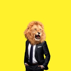 Contemporary art college, man in the form of a lion
