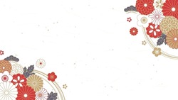 
Japanese New Year background design. plum, chrysanthemum and pine.
