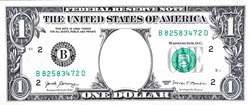 One American dollar with no face, isolated.