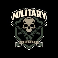 skull army badge logo, mascot army design illusatration