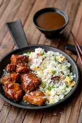 caramelized pork with cantonese rice