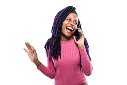 portrait of an african girl talking on mobile phone