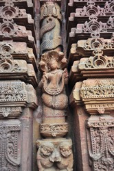 Ancient sculptur of Nagarani (Snake Queen) , easily mistaken by Westerners for a mermaid.
Hindu Temple.
Bhubaneshvar, Odisha, Inida.