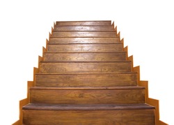 wooden staircase inside house of construction.