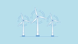 Wind turbine icon. Flat design style. Windmill silhouette. Simple icon. Modern flat icon in stylish colors. Web site page and mobile app design element.