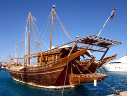 The old ship in the Egyptian sea port