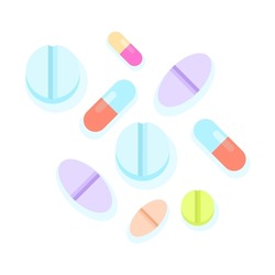 Abstract Flat Cartoon Vector Tablets Vitamin Design Style Element Medicine Isolated Protection Concept Healthcare Medical Disease