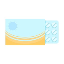 Abstract Flat Cartoon Vector Pill Box Tablets Vitamin Design Style Element Medicine Isolated Protection Concept Healthcare Medical Disease