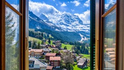 Jungfrau through the Window / Wengen in Switzerland
