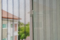 Retractable pleated insect screen or mosquito net that installed with window ,selective focus