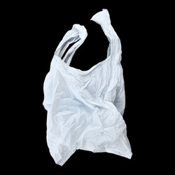 it is one white plastic bag isolated on black.
