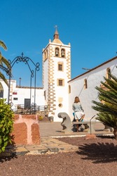 The beautiful white church of Betancuria, former capital, west coast of the island of Fuerteventura, Canary Islands. Spain