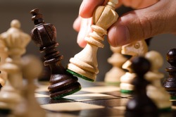 playing wooden chess pieces