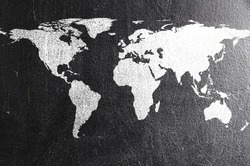world map on chalk board. Earth silhouette is from visibleearth.nasa.gov