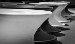 Big abstract circular cups shape design colorful for space decoration with perspective. Black and White tone, No focus, specifically.