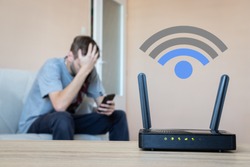Wifi router with low signal. Bad connection. Version 2 - WiFi icon