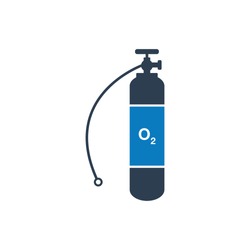 Medical Life Support Oxygen Cylinder Icon. Editable Vector EPS Symbol Illustration.