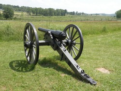 Gettysburg artillery cannon on grass, historic