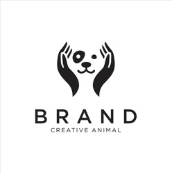 Dog Hand Logo Stock Illustrations . Dog care Logo . Pet care logo icon symbols 