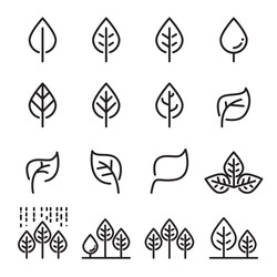 leaf line icon set