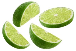 Slice of lime isolated on white background. Collection