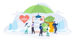 Health insurance concept flat vector illustration for landing page, banner, web design, business