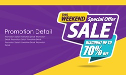 Sale banner template design, poster, This Weekend Special Offer Sale, discounts, up to 70% off. Vector illustration. Store label. Communication poster