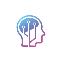 Brain Tech Mind Data logo design template