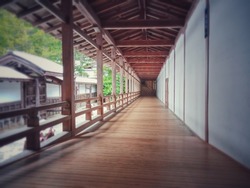 Hallway in the Kongobuji Temple, most famous Buddhist Temple at Mount Koya, Wakayama Prefecture, Japan