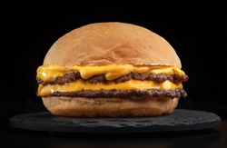 smash burger hamburger cheeseburger hamburgerin dark background