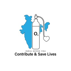 vector illustration for oxygen cylinder -contribute and save lives-India needs you.