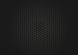 Abstract black hexagon pattern on glowing gold background and texture. Vector illustration