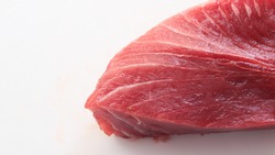 Slice tuna. Piece Fish tuna isolated on white background. slice Meat tuna Fresh