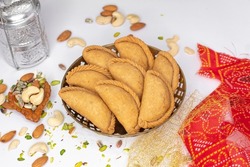 Gujhiya, Indian fried sweet with dry fruits 
