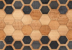 Wooden wall with hexagonal pattern. Wood texture for background. 