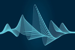 abstract neon blue acoustic wave on a dark blue background