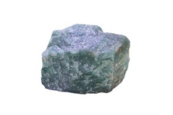 Raw of Tsavorite garnet Gemstone isolated on white background.  The emerald-green family of Grossular Garnet.