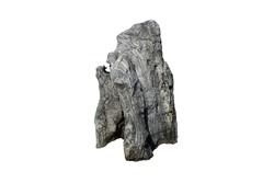 Strange shaped limestone  with quartz veins isolated on white background.  A big rock stone for garden decoration.
