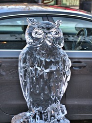 ice owl sculpture at downers grove illinois