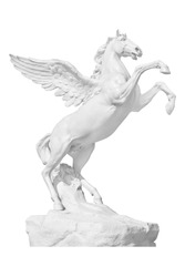 Pegasus statue isolated on white