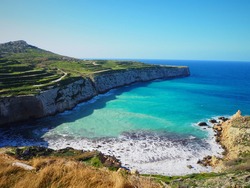 Beautiful spring landscape of Fomm Ir Rih bay in Malta