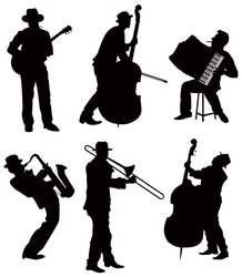 Musicians silhouettes. Vector