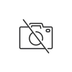 No photo camera outline icon. linear style sign for mobile concept and web design. No photography simple line vector icon. Symbol, logo illustration. Pixel perfect vector graphics