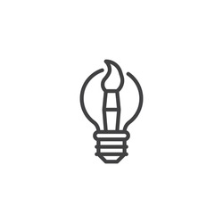 Creative idea line icon. linear style sign for mobile concept and web design. Light bulb with brush outline vector icon. Symbol, logo illustration. Vector graphics