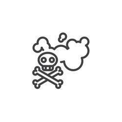 Air pollution line icon. linear style sign for mobile concept and web design. Smoke cloud and skull outline vector icon. Symbol, logo illustration. Vector graphics