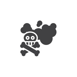 Air pollution vector icon. filled flat sign for mobile concept and web design. Smoke cloud and skull glyph icon. Symbol, logo illustration. Vector graphics