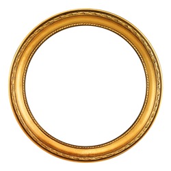 round antique empty picture frame with clipping path