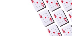 Poker card - heart ace isolated on a white background. Seamless pattern