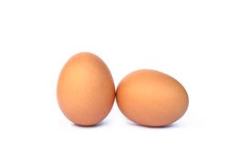 Chicken eggs on a white isolated background, chicken eggs are a very nutritious food.