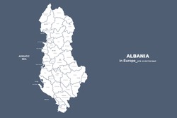 albania map. vector map of albania in europe country.